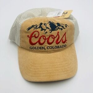 Coors Banquet Beer‎ Trucker Hat Mad Engine Corduroy Snapback Tan Cream NEW